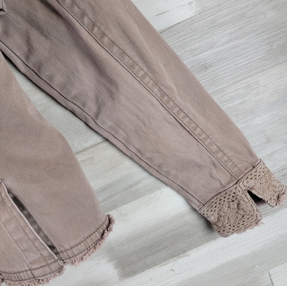 Vintage A.M.I. Distressed Crochet Light Brown Khaki Jacket Women’s Size Small - Picture 10 of 15